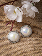NVR Women's Silver Plated Circular Stud Earrings - Distacart