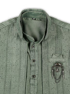 Joban Fashion Kids Island Embroidery Sequence Full Sleeves Kurta, Pyjama Set with Nehru Jacket - Green - Distacart