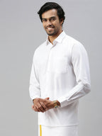 Ramraj Cotton Mens Full Sleeve Formal Poly Cotton White Shirt