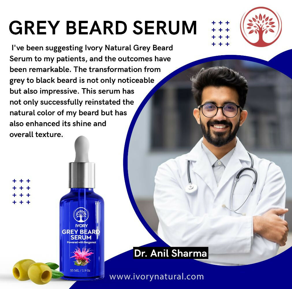 Ivory Natural Greys Beard Serum Restore Natural Black Color Of Grey White Beard - Distacart