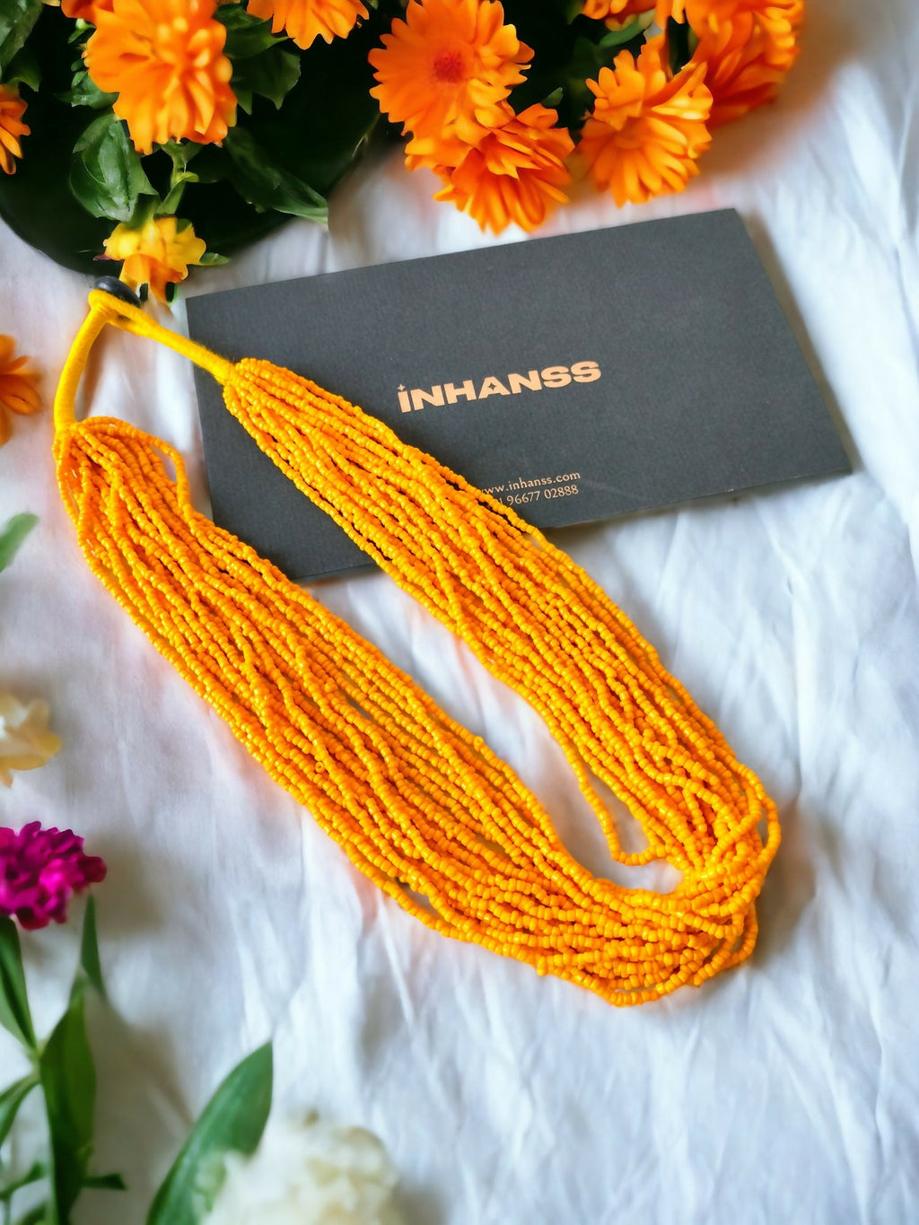 Inhanns Handmade Beaded Multilayer Necklace, 20 Layers - Yellow