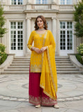 Joban Fashion Yellow Silk Embroidered Sharara Set - Distacart