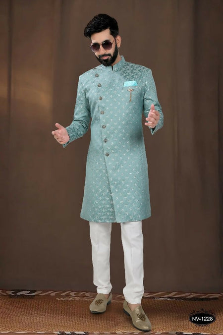 Joban Fashion Men's Green Woven Jacquard Kurta with Pyjama