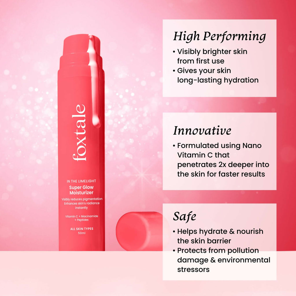 Foxtale Super Glow Moisturizer With Nano Vitamin C For Instant Brightening, Hydration & Glowing Skin, Reduces Dark Spots, Uneven Skin Tone, Pigmentation - Distacart