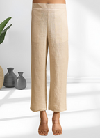 Joban Fashion Beige Linen Embroidered Readymade Cord Set - Distacart