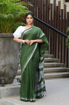 Beatitude Green Cotton Handloom Saree