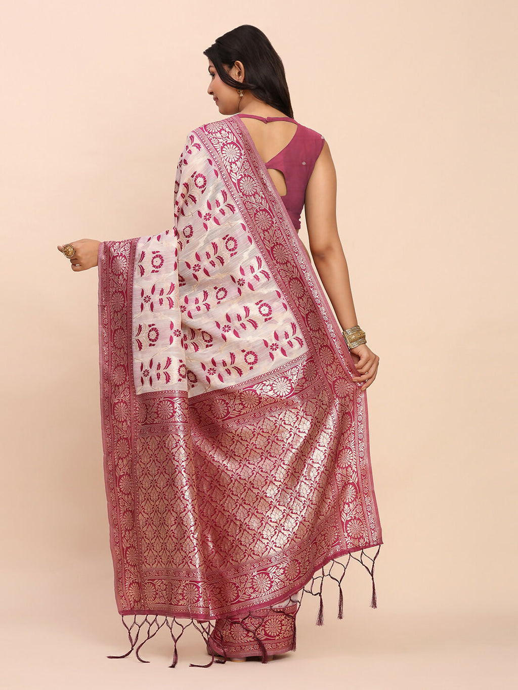 Shree Shyam Fashion Linen Cotton Purple Saree - Distacart
