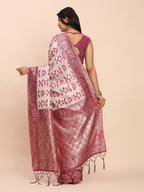 Shree Shyam Fashion Linen Cotton Purple Saree - Distacart