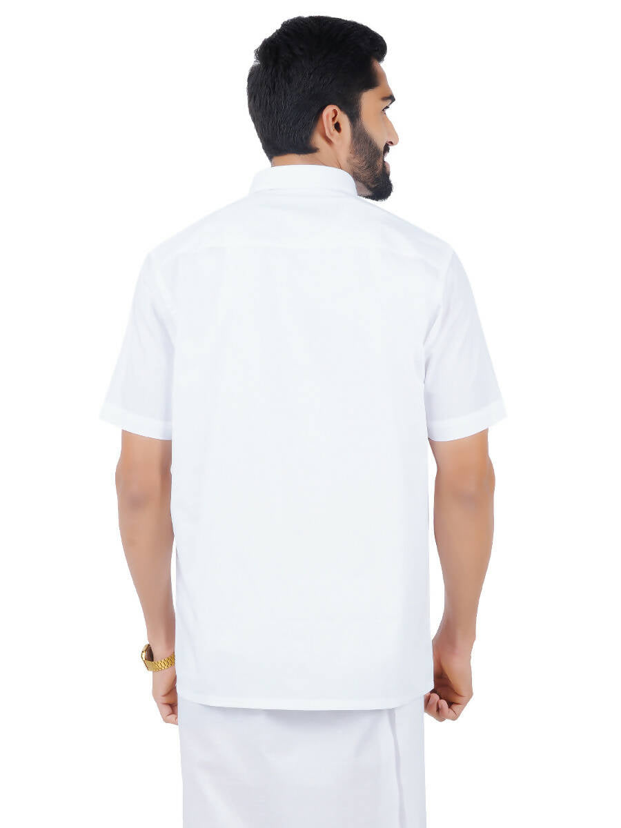 Ramraj Cotton Mens Half Sleeve Royal Cotton White Shirt