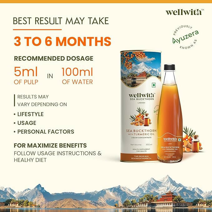 Wellwith Sea Buckthorn with Turmeric Curcumin Oil Juice