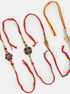 NVR Men Set of 4 Multicolor Stone-Studded Rakhi With Roli Chawal - Distacart