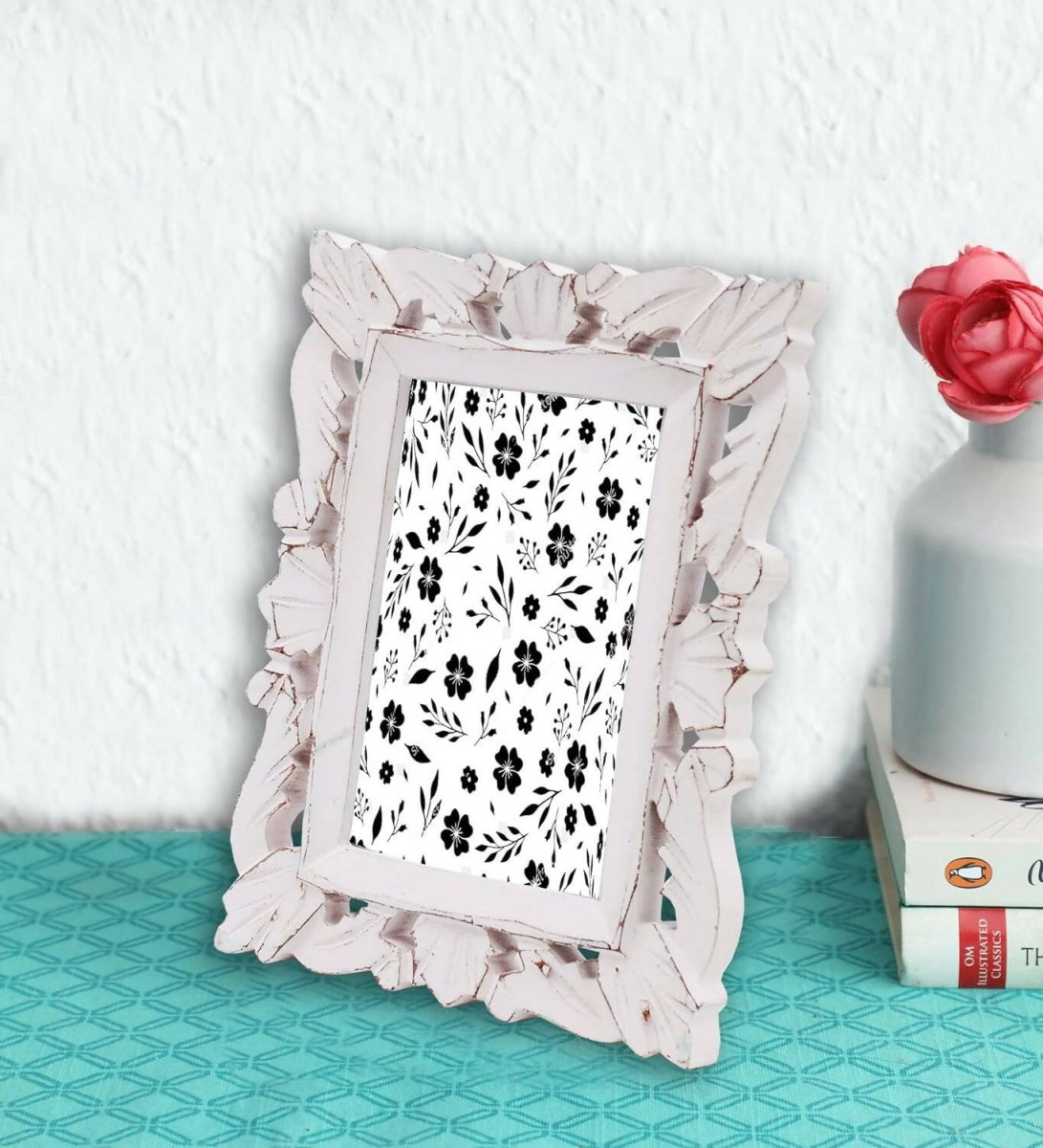 Adan's Homes PF01 Decorative Handcrafted Wooden Photo Frame (White)