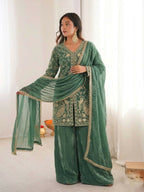 Teeya Creation Light Green Color Fendy Silk Embroidery Work Wedding Wear Salwar Suit - Distacart