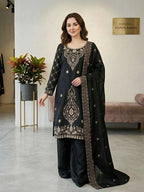 Teeya Creation Black Color Gimmychu Silk Embroidery Work Wedding Wear Salwar Suit - Distacart