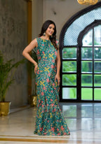 Partywear Designer Green Slime Georgette Fancy Saree - Anbazaar - Distacart