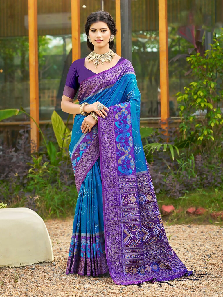 Shree Shyam Fashion Blue Soft Silk Saree - Distacart