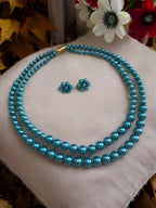 Inhanns Everyday Workwear Pearl Set (Double Layered Pearls) - Sea Blue