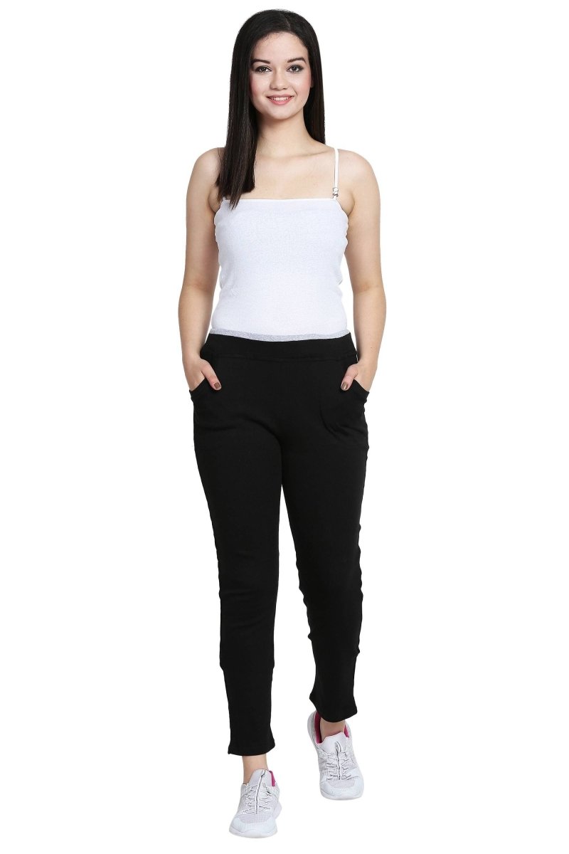 Asmaani Black color Hosiery Lower with Two Side Pockets.