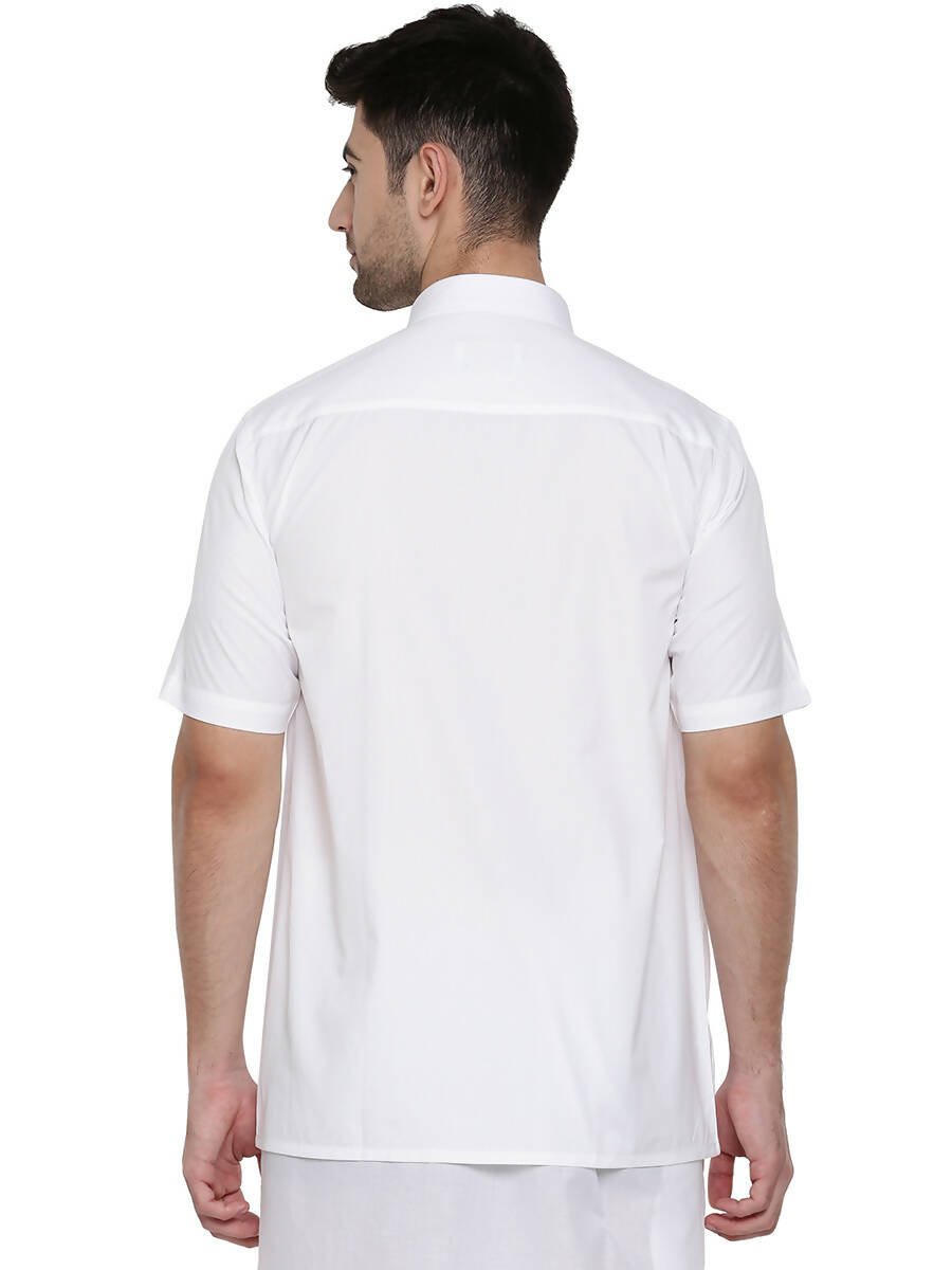 Ramraj Cotton Mens Half Sleeve Formal 100 % Cotton White Shirt