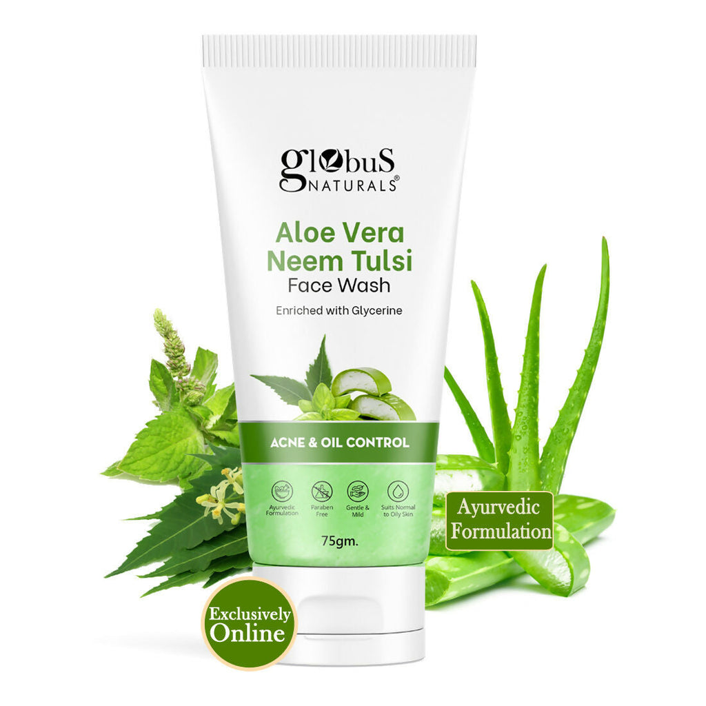 Globus Naturals Aloe vera Neem Tulsi Enriched With Glycerin & Oil Control Formula - Distacart