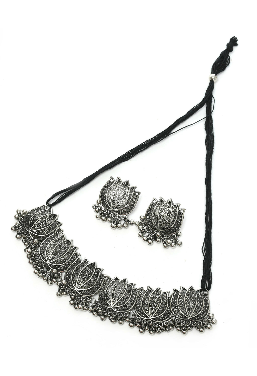 Mominos Fashion Johar Kamal Silver-Plated Brass Finish Lotus Design Choker For Women - Distacart