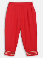 Ahalyaa Red Georgette Ruffel Kids Top With Bottom For Girls