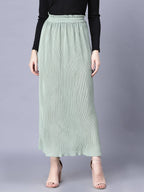 Myshka Chiffon Solid Green Women Skirt - Distacart