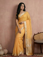 Shree Shyam Fashion Mustard Yellow Cotton Saree - Distacart