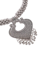 NVR Women Silver Toned Oxidised Jewellery Set
