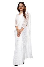 Vamika White Pearls Net Saree - Distacart