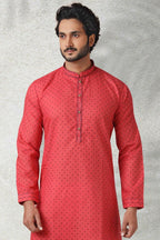 Raivat Ethnic Cotton Printed Work Kurta Pajama In Pink Colour