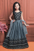 Kids Wedding Designer Grey Soft Chinon Silk Lehenga Choli - Aaradhna