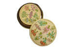 Nizalia Floral Motif Embossed Cream Paper Mache Round Coasters