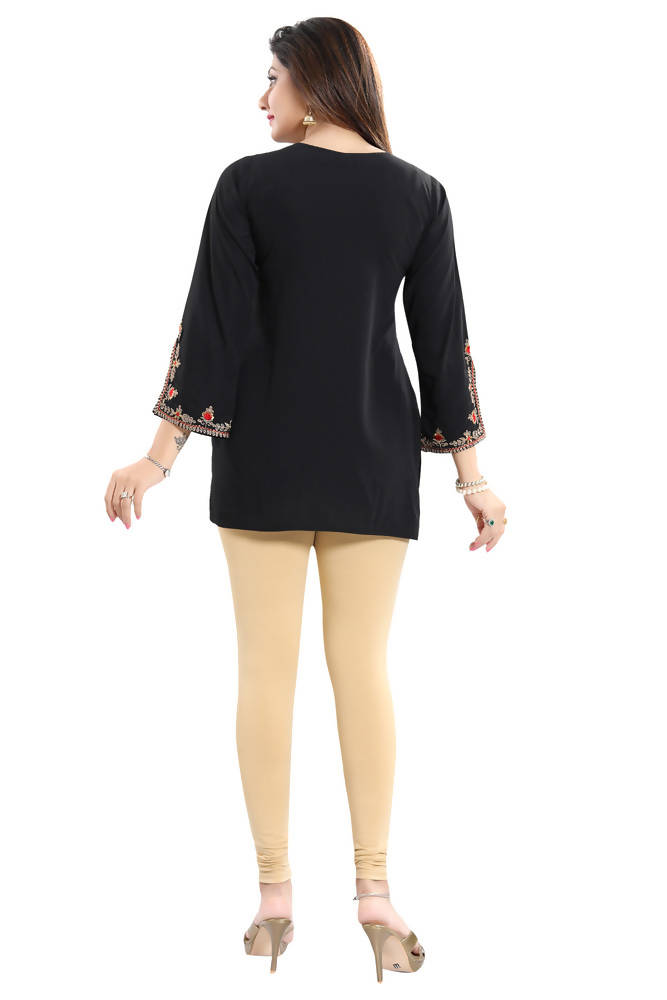 Snehal Creations Gracefully Black Alluring Indian Designer Short Kurti Tunic