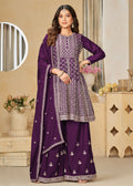Chinnon Purple Embroidered Palazzo Salwar Suit - Emponline
