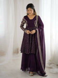 Teeya Creation Violet Color Embroidery Work Wedding Wear Salwar Suit - Distacart