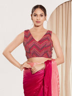 Joban Fashion Magenta Net Padded Blouse With V Neck Sleeveless - Distacart