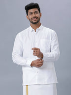 Ramraj Cotton Mens Full Sleeve Formal Poly cotton White Shirt