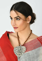 Mominos Fashion Johar Kamal Oxidised Silver-Plated Brass Finish Ganesha Long Necklace For Women - Distacart