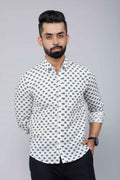 Miravan Men's Grey Floral Print Comfort Cotton Casual Shirt