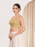 Joban Fashion Yellow Viscose Rayon Padded Blouse With Square Neck Sleeveless - Distacart
