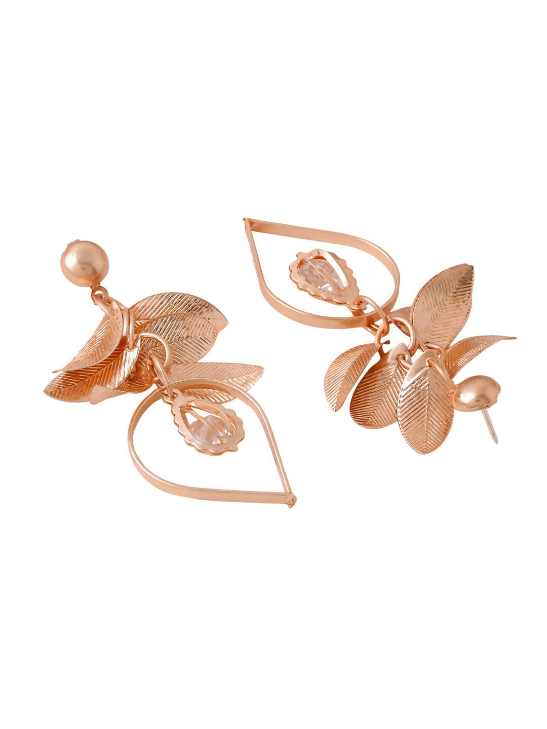 NVR Women Rose Gold Leaf Shaped Drop Earrings - Distacart