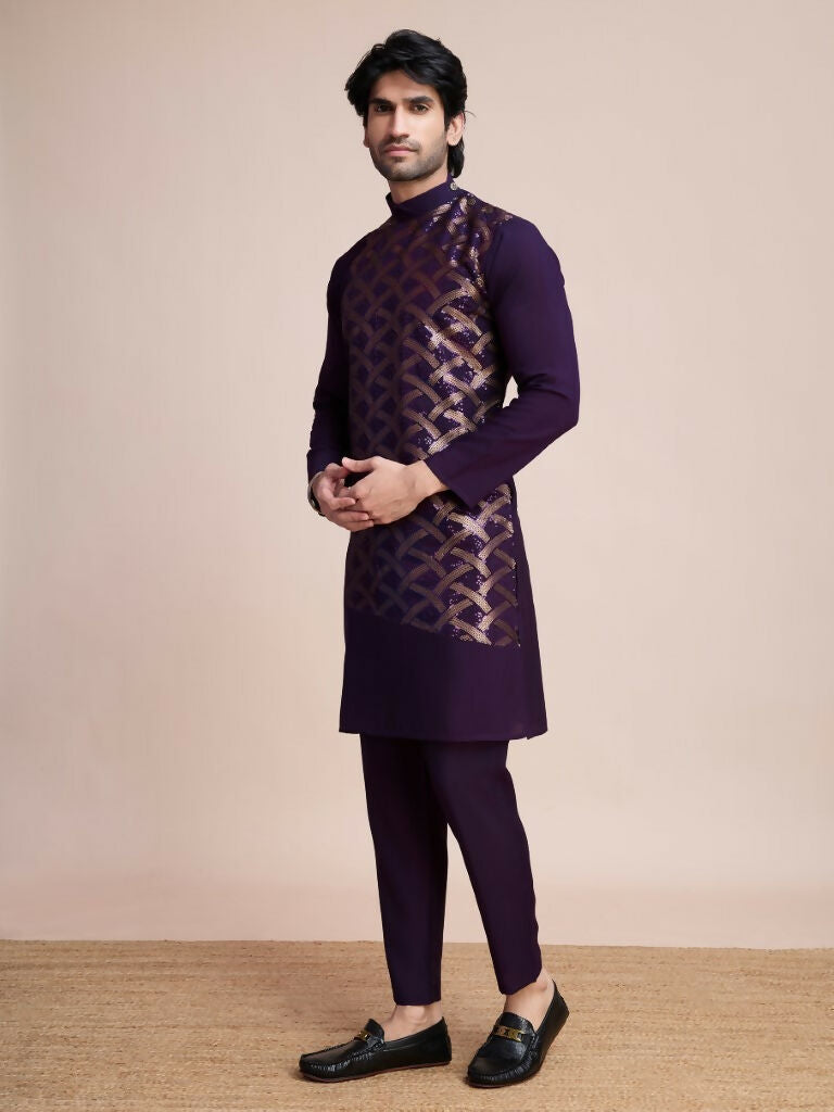 Vastranavya Traditional Festival Wear Pure Silk Thread & Sequence Embroidered Work Kurta