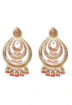 Mominos Fashion Johar Kamal Triple Circle White With Red Big Size Earrings - Distacart
