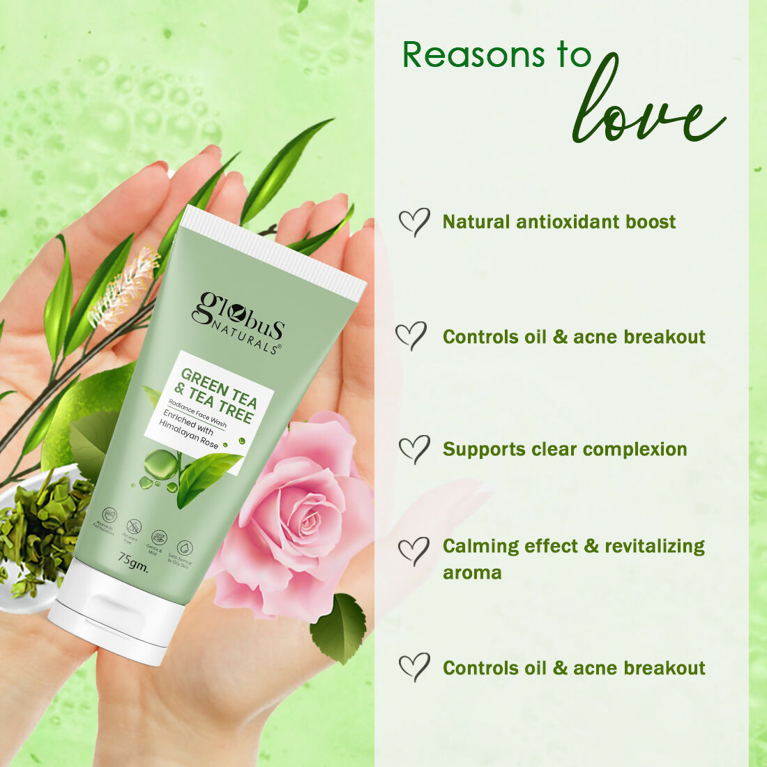 Globus Naturals Green Tea & Tea Tree Face Wash - Distacart