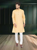 Even Apparels Men's Pure Cotton Yellow Kurta