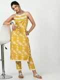 Myshka Women's Yellow Printed Kurta With Trouser