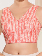 Joban Fashion Peach Viscose Rayon Padded Blouse With V Neck Sleeveless - Distacart