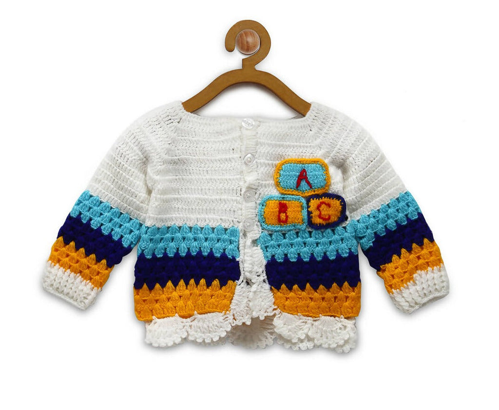 Chutput Kids White Coloured Solid Pullover with ABC Detail