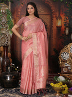 Shree Shyam Fashion Organza Pink Saree - Distacart